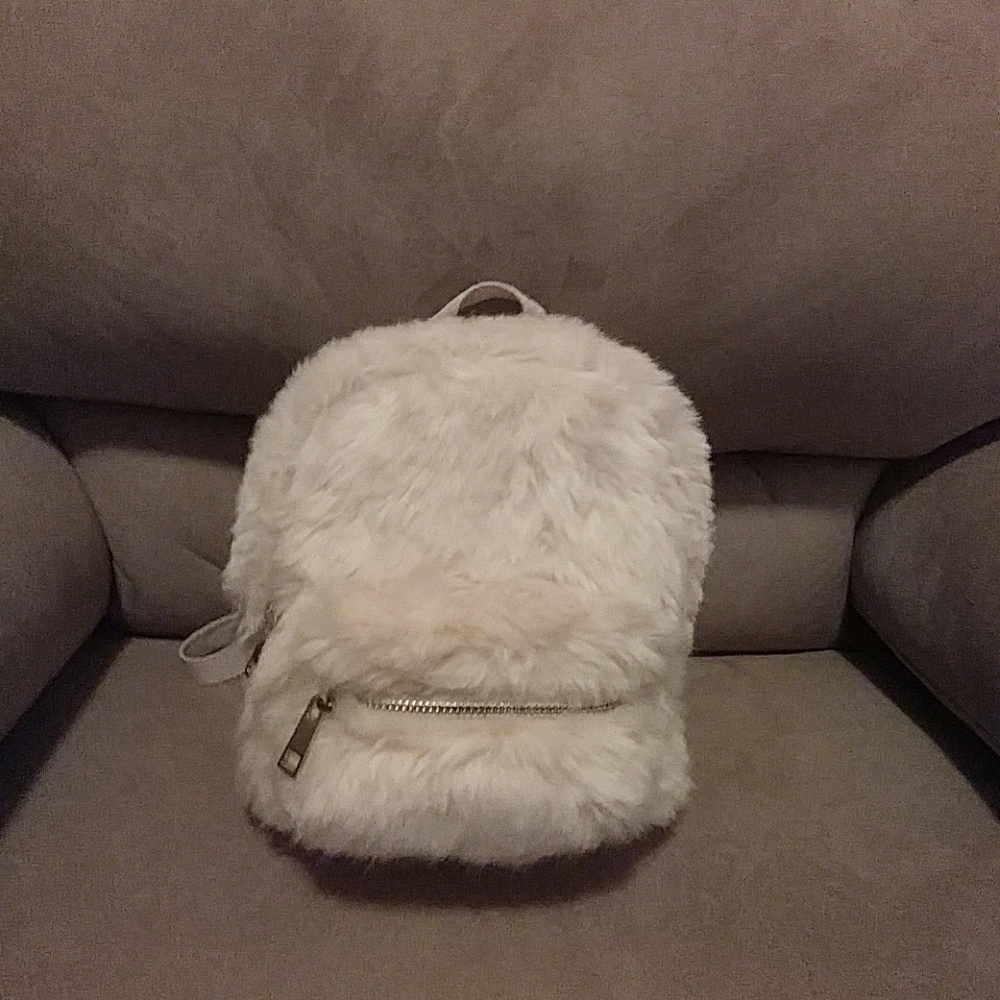 Pink furry backpack